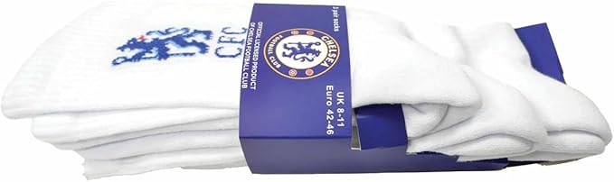 Chelsea FC Sports Socks White Blue 8 to 11 UK
