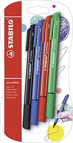 Fineliner - STABILO pointMax - Pack of 4 - Ultramarine, Black, Carmine, Green