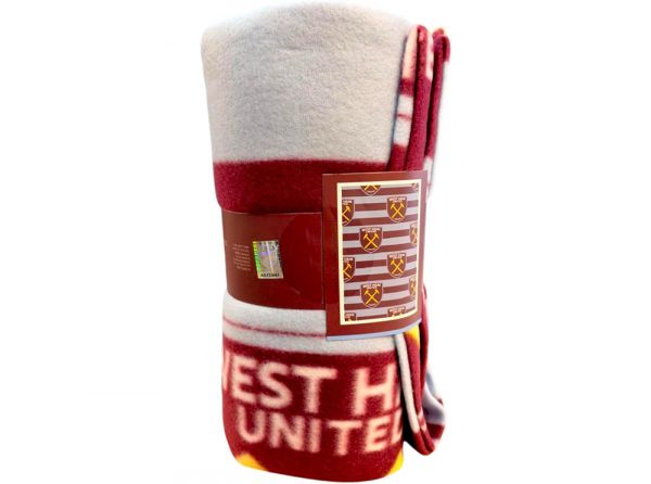 West Ham Stripe Fleece Blanket Official Merchandise