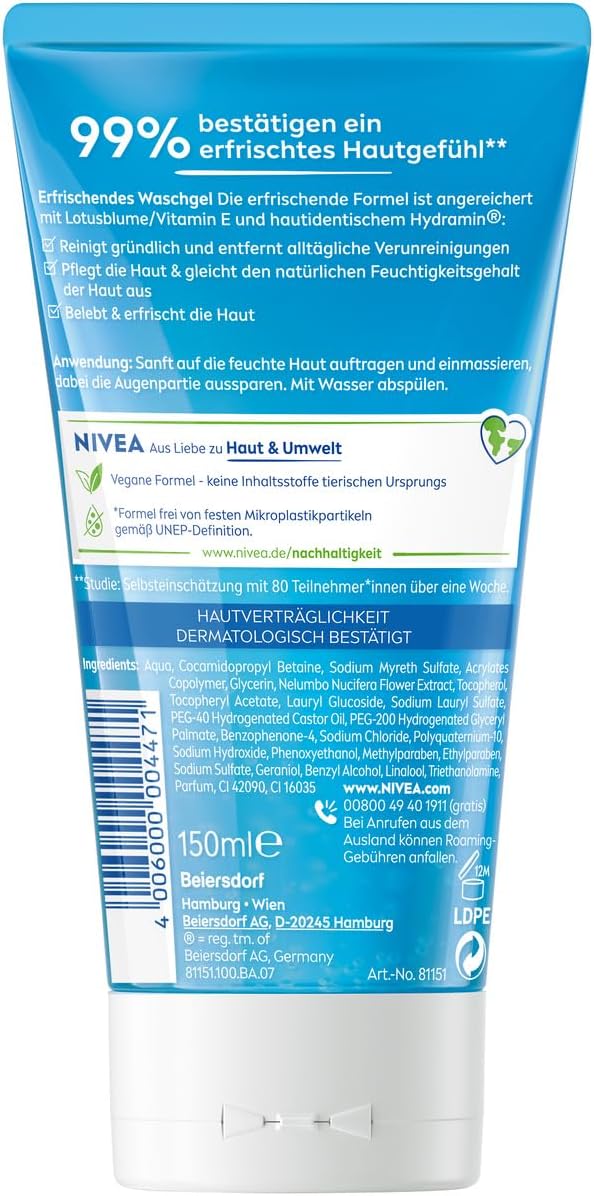NIVEA Refreshing Wash Gel 150ml Lotus Flower with Hydramine