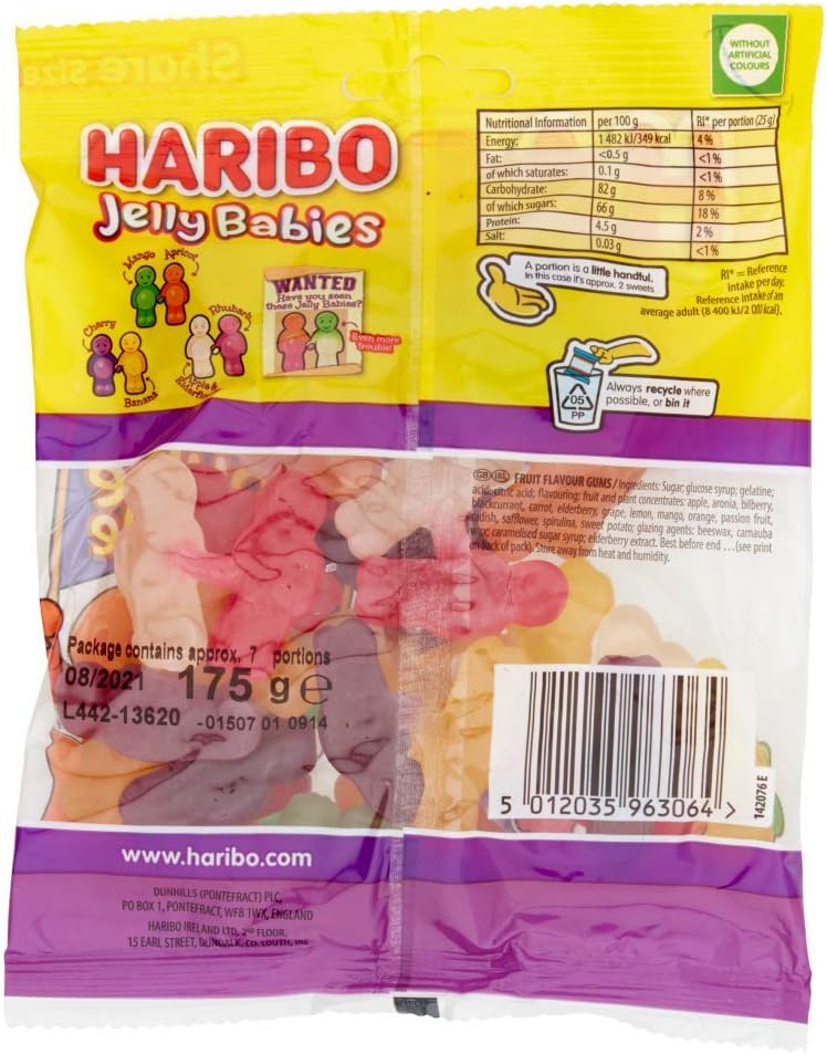 Haribo Jelly Babies Double Trouble Sweets Bag, 175g