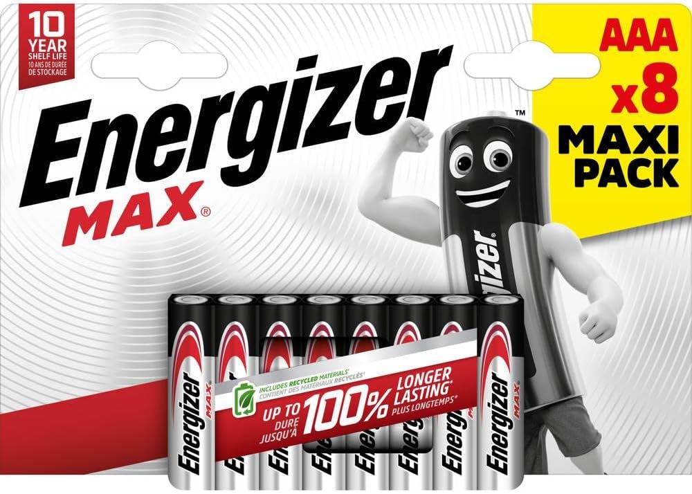 Energizer Max AAA Batteries, Alkaline, 8 Pack