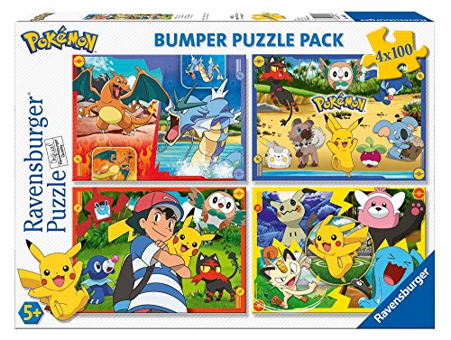 Ravensburger 6929 Pokemon Puzzle 4 x 100 Pieces Bumper Pack, Pokémon - PRE-OWNED