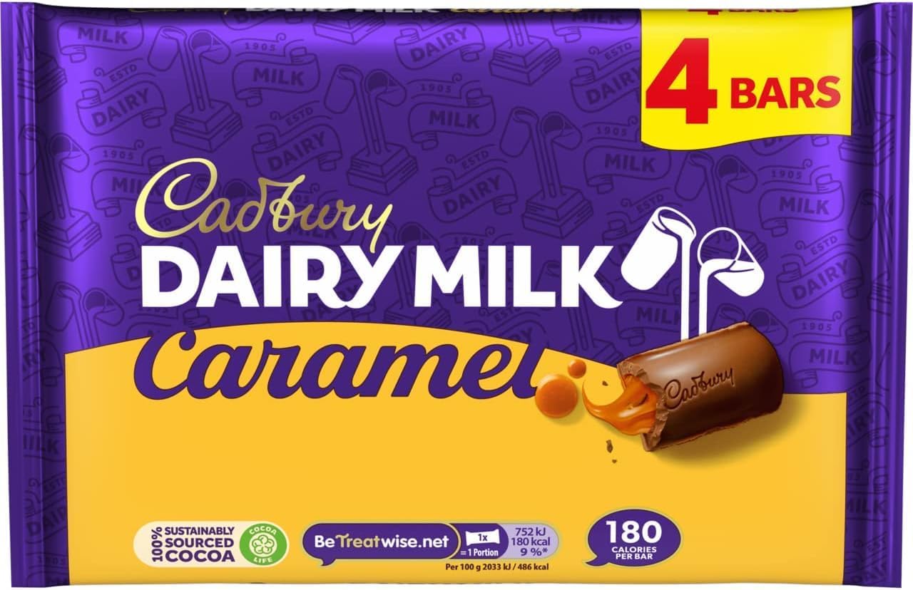 Cadbury Dairy Milk Caramel Chocolate Bar, 4 X 37 g
