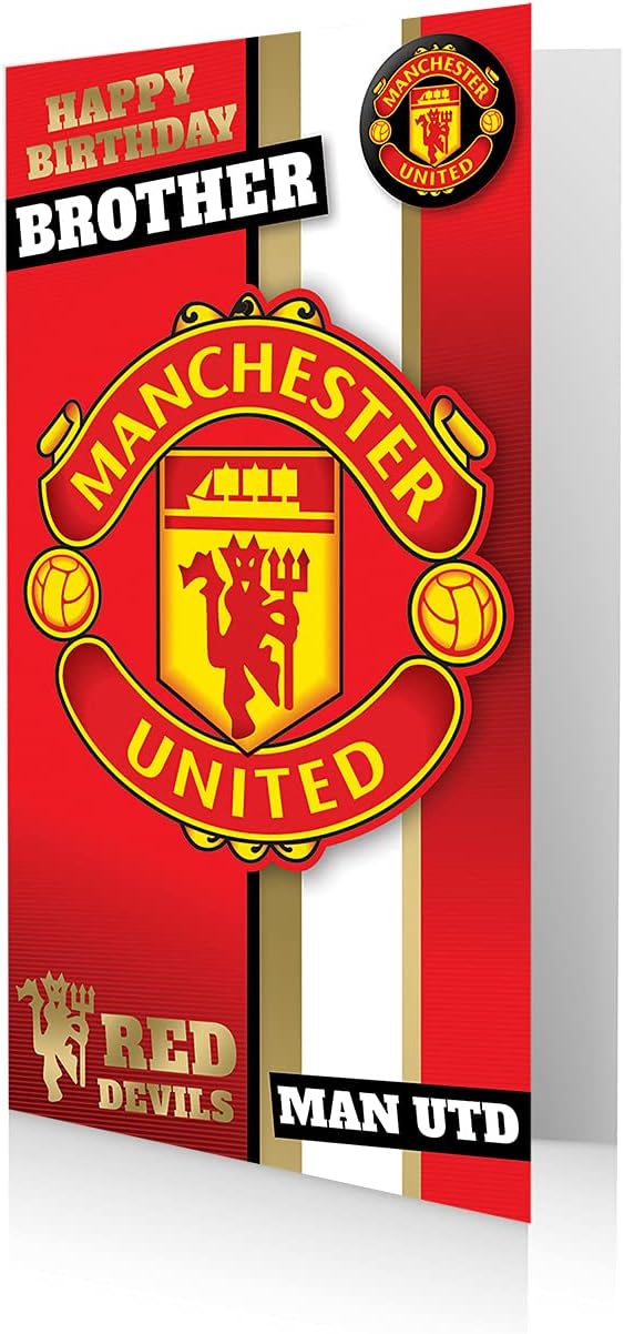 Manchester United Brother Birthday Card + Badge