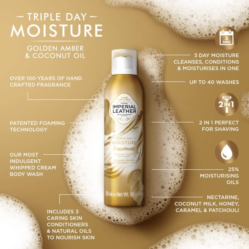 Imperial Leather Foamburst Bodywash Golden Amber & Coconut Oil 200ml