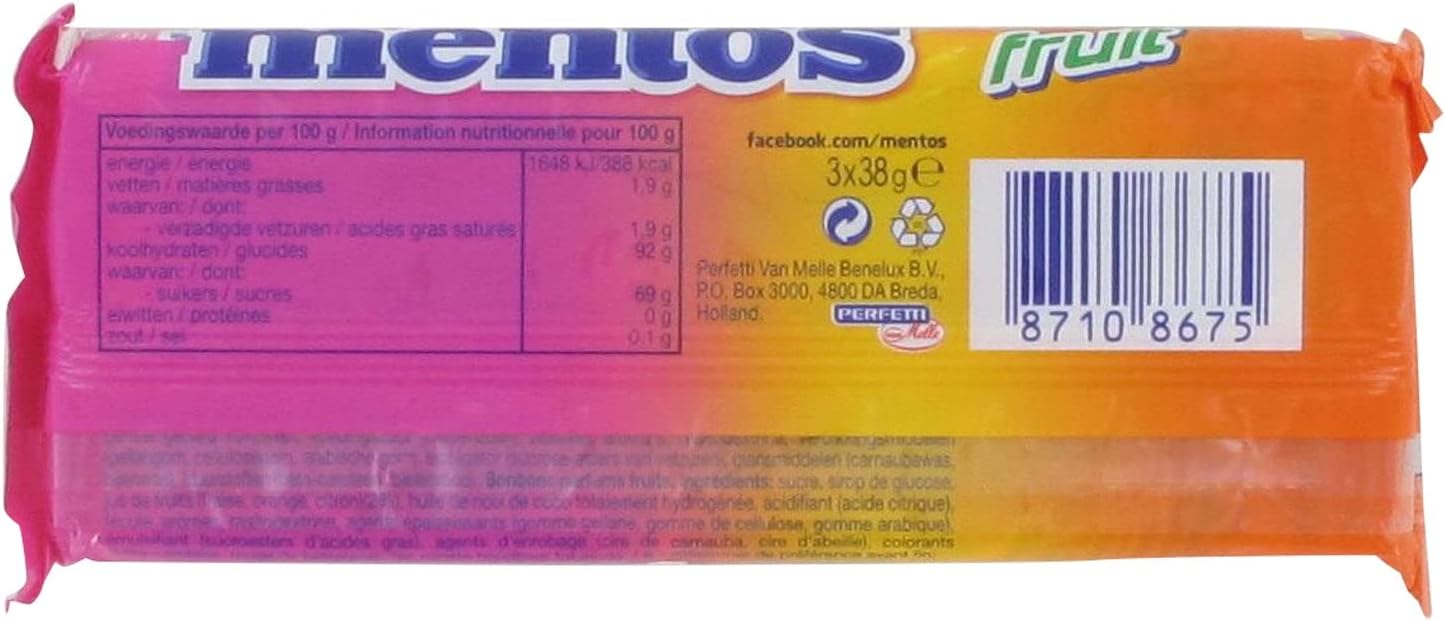 Mentos Fruit Chewy Dragees 3 x 38g