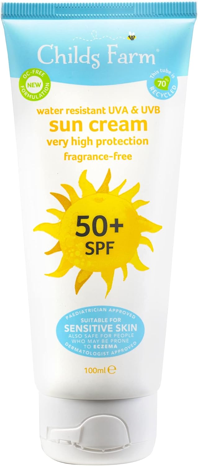 Childs Farm Kids and Baby Sun Cream SPF 50plus Water Resistant UVA and UVB