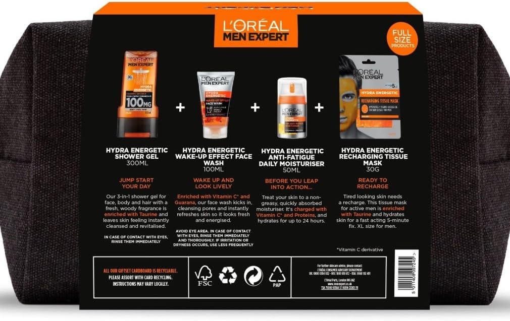 L'Oreal Men Expert Hydra Energetic Fully Charged Washbag Gift Set