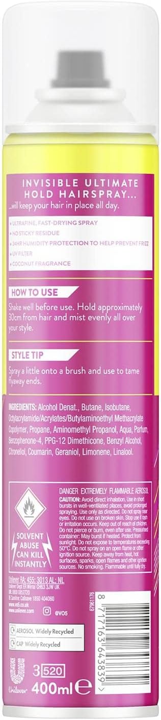 VO5 Invisible Ultimate Hold Hair Spray, 400ml