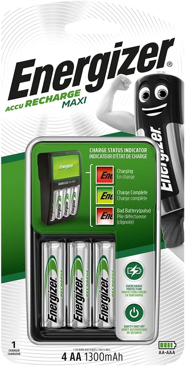 Energizer Accu Recharge Maxi Charger for NiMH Rechargeable AA and AAA Batteries