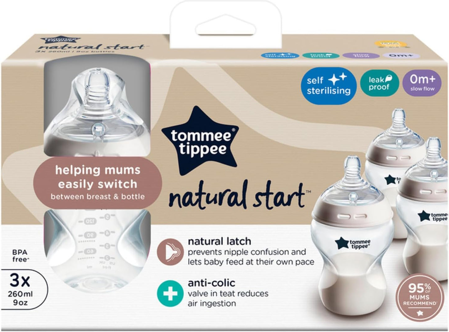 Tommee Tippee Natural Start Anti-Colic 3X Baby Bottle