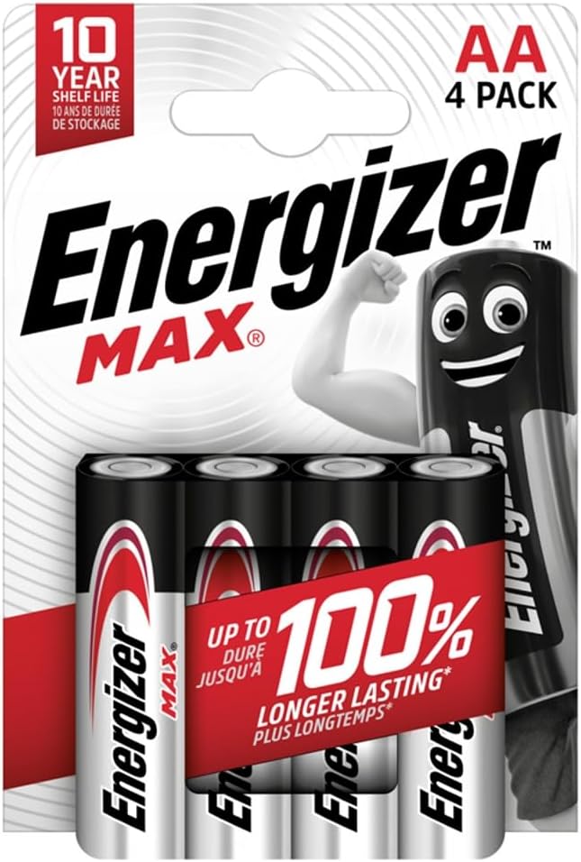 Energizer Max Alkaline Battery AA Pack of 4