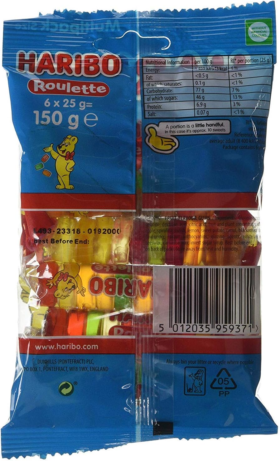 Haribo Roulette Fruit Flavour 6x25G