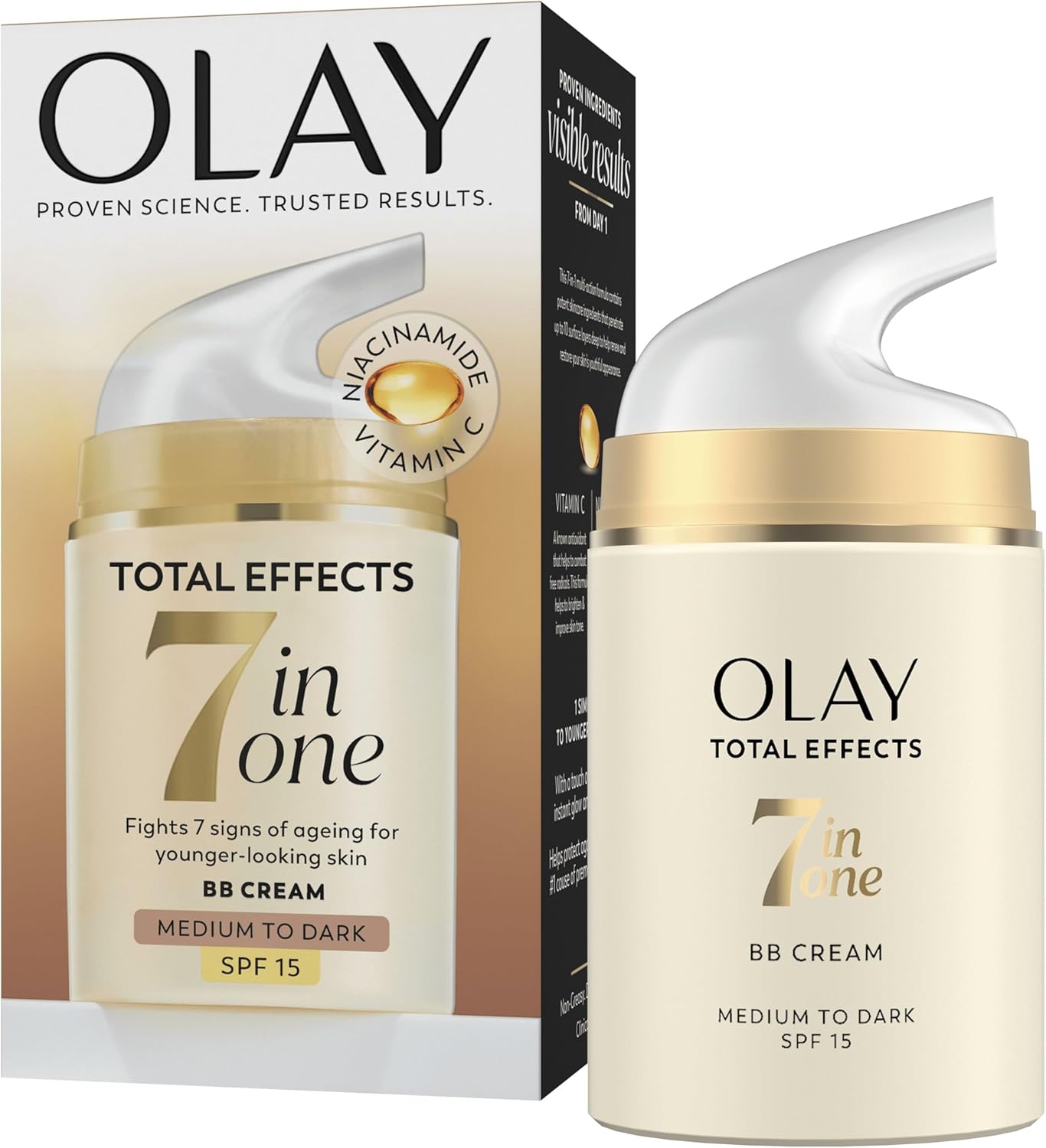 Olay Total Effects SPF15 BB Day Face Cream, Medium to Dark 7-in-1 Skin Care