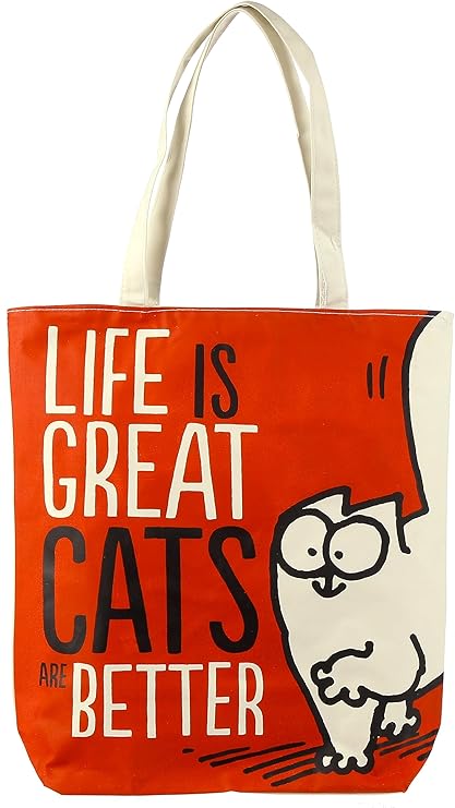 Life is Great Cat's are Better Simon's Reusable Cat Zip Up Cotton Bag