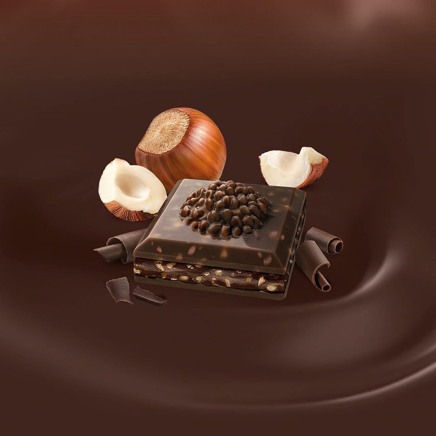Ferrero Rocher Dark Chocolate and Hazelnut Bar, Chocolate Bars, 55 Percent Dark Chocolate with Crunchy Whole Hazelnut and Cocoa Filling 90g