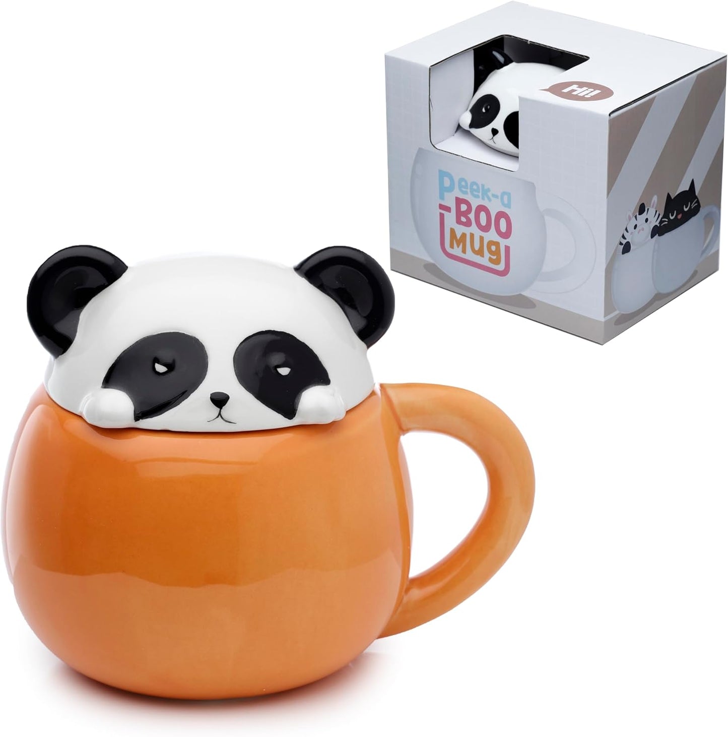 Panda Peeping Lid Ceramic Animal Mug