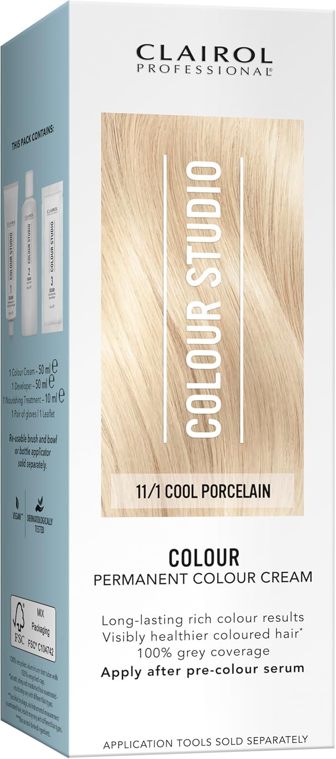 Clairol Colour Studio Permanent Colour Cream Hair Dye Cool Porcelain 11/1 - 50ml