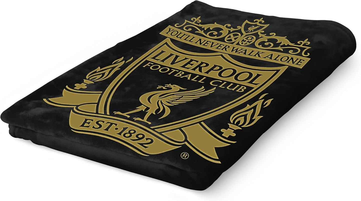 Liverpool FC Crest Fleece Blanket BLK/GOLD