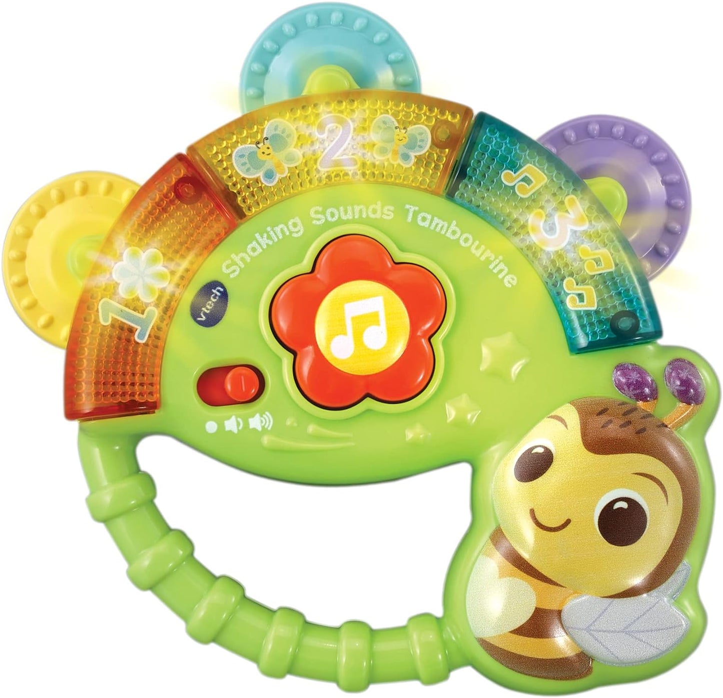 VTech Baby Shaking Sounds Tambourine, Sensory Toy with Lights, Music, Colours