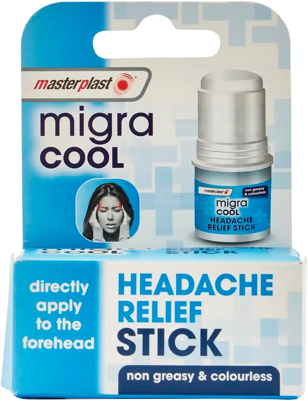 Masterplast Migra Cool Headache Relief, Non-Greasy & Colourless, Apply Directly onto Forehead Stick 3.6g