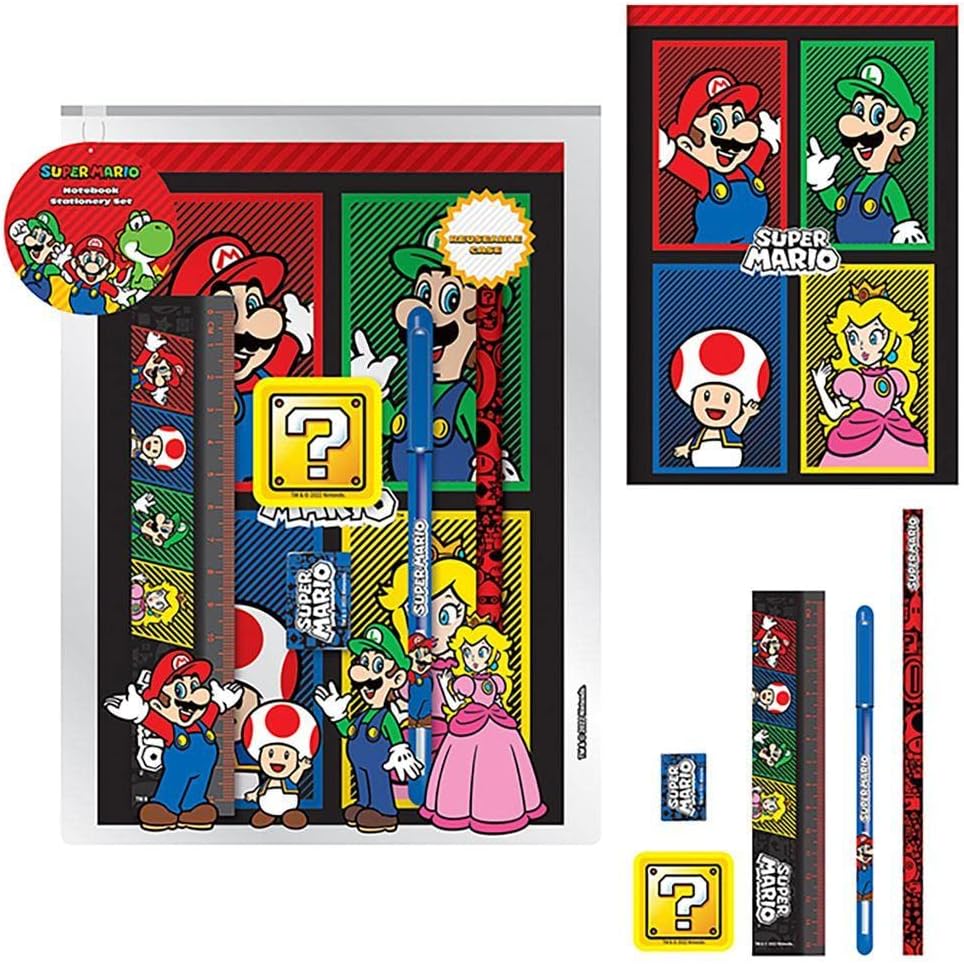 Super Mario A5 Lined Notebook and Stationery Set