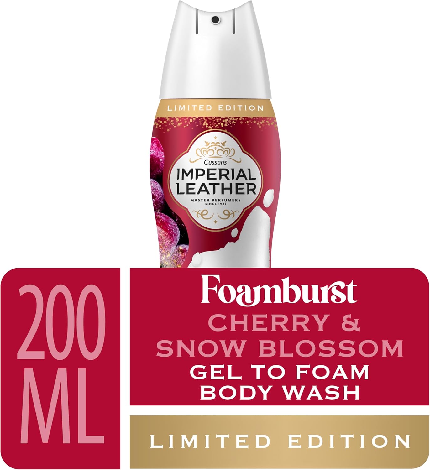 Imperial Leather Cherry and Snow Blossom Foamburst Gel to Foam Body Wash Shower Gel 200ml