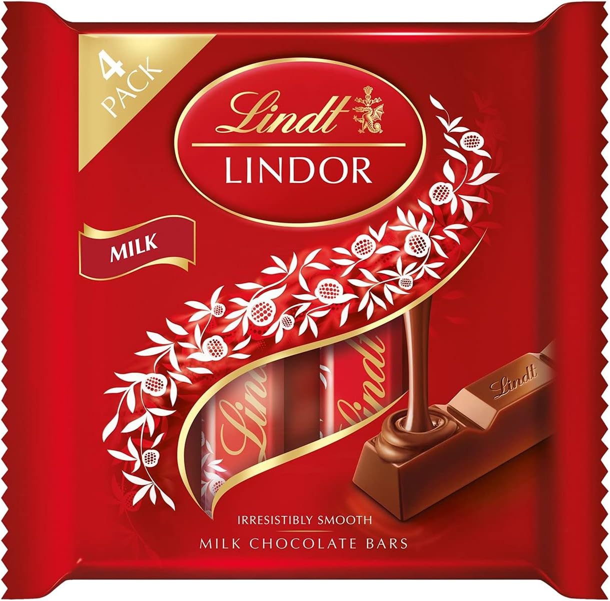 Lindt Lindor Milk Chocolate Bars, 4 x 25g