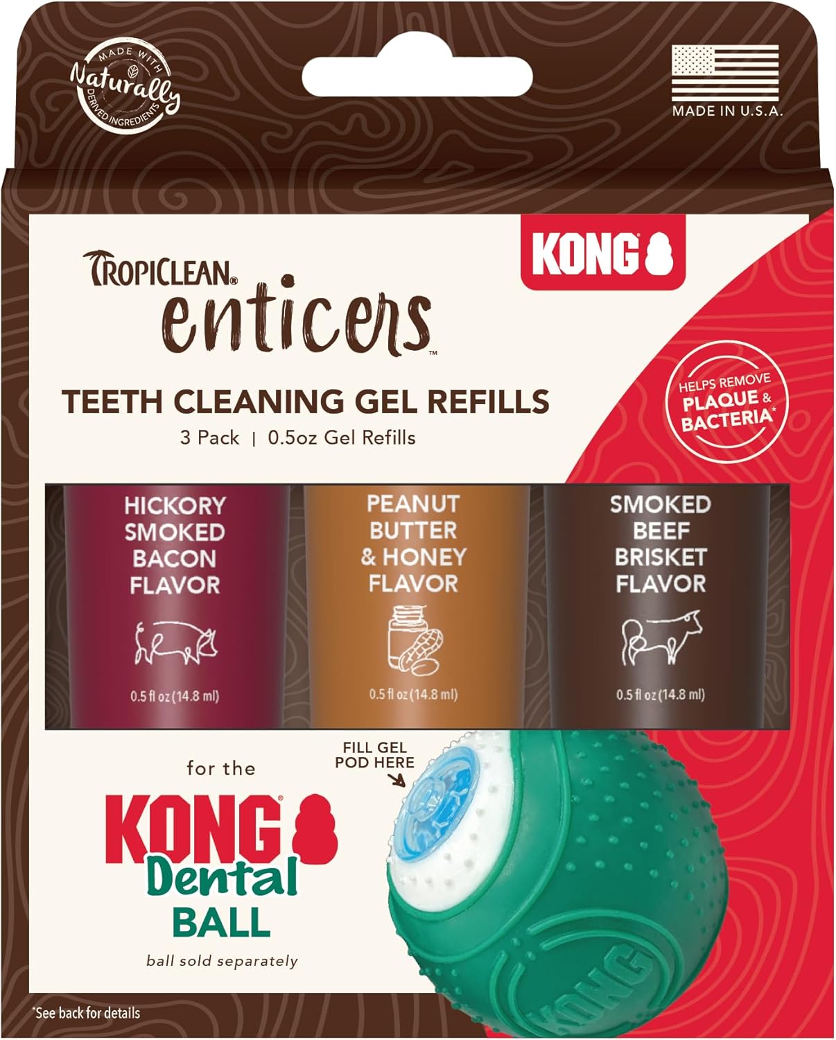 Tropiclean Enticers Teeth Cleaning Gel Variety Pack for Kong Dental Ball