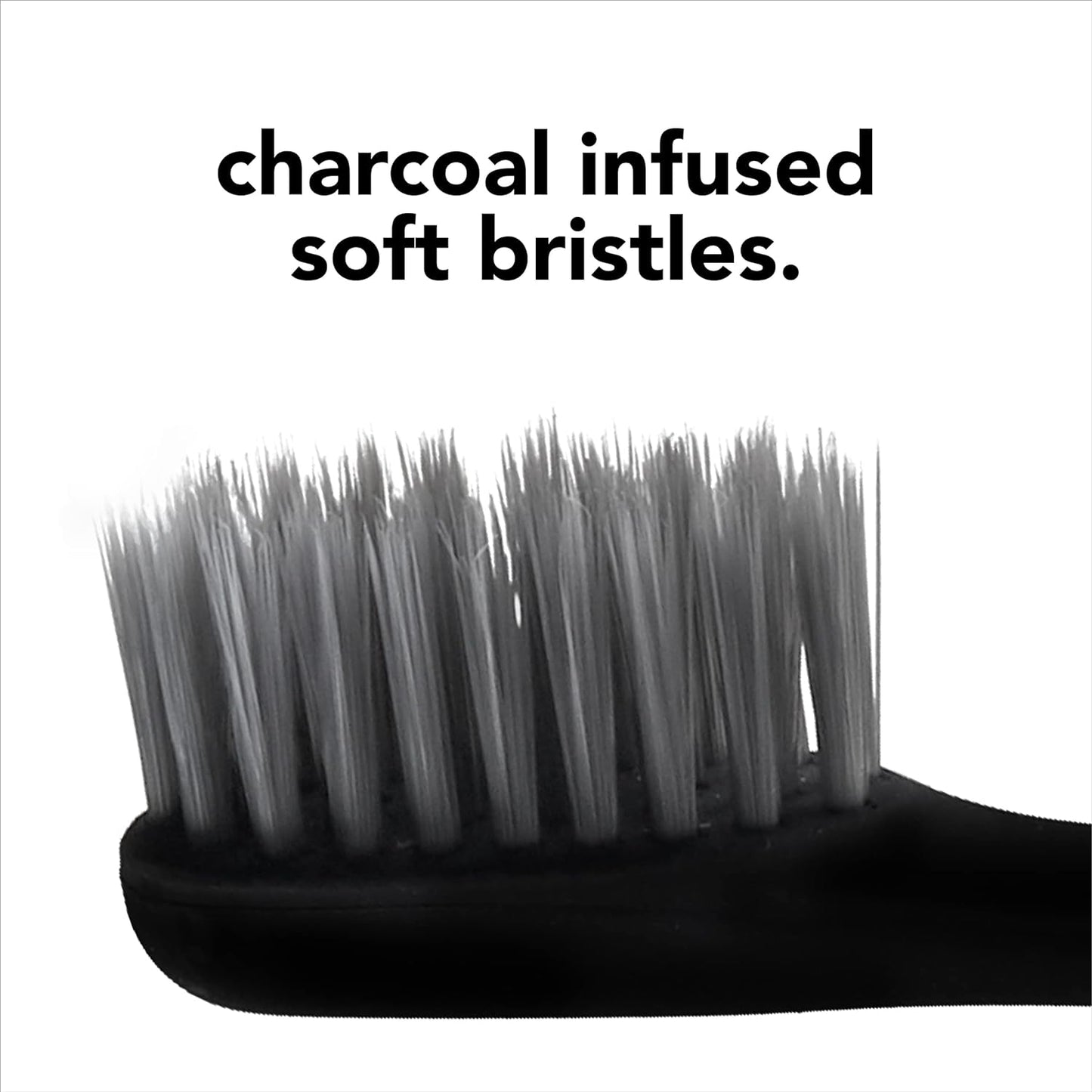 Hello Soft Manual Toothbrush, Charcoal Infused bristles, BPA-Free, Plant-Based Handle - Black
