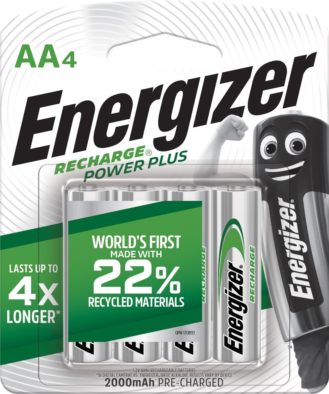 Energizer Rechargeable Battery AA Power Plus 4 Pack