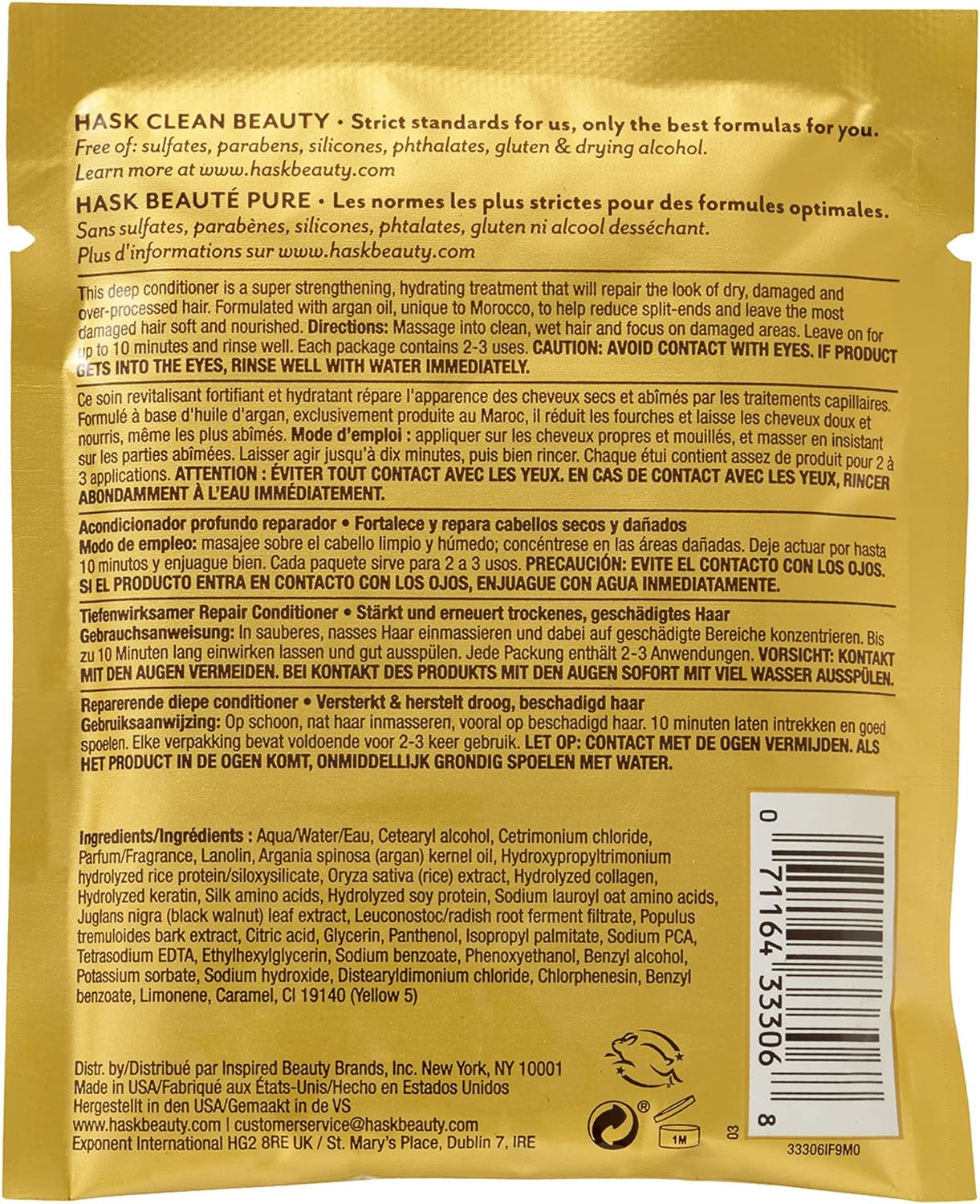 HASK Deep Conditioner Sachet Argan Oil Repair Moisturising for All Hair Types 50 ml