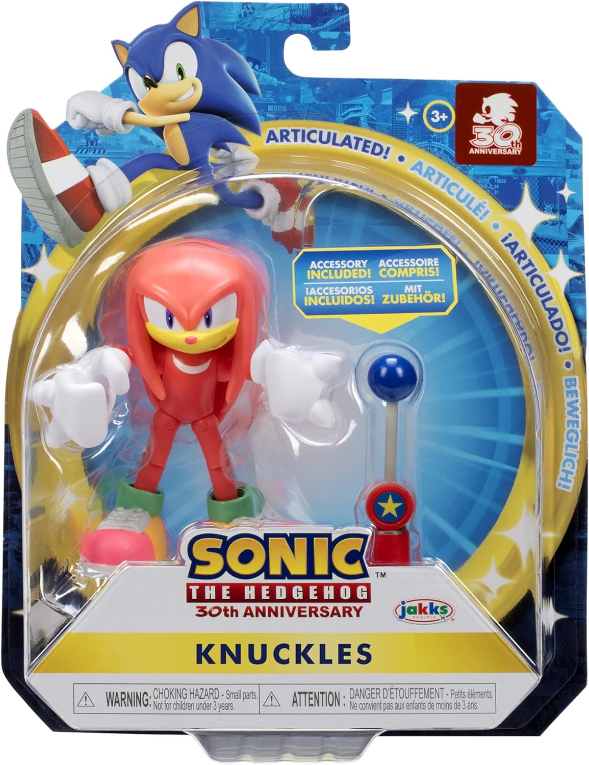 Sonic The Hedgehog 4-Inch Action Figure Modern Knuckles with Blue Checkpoint Collectible Toy