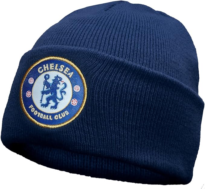Chelsea FC Knitted Roll-Up Beanie Hat Navy Blue