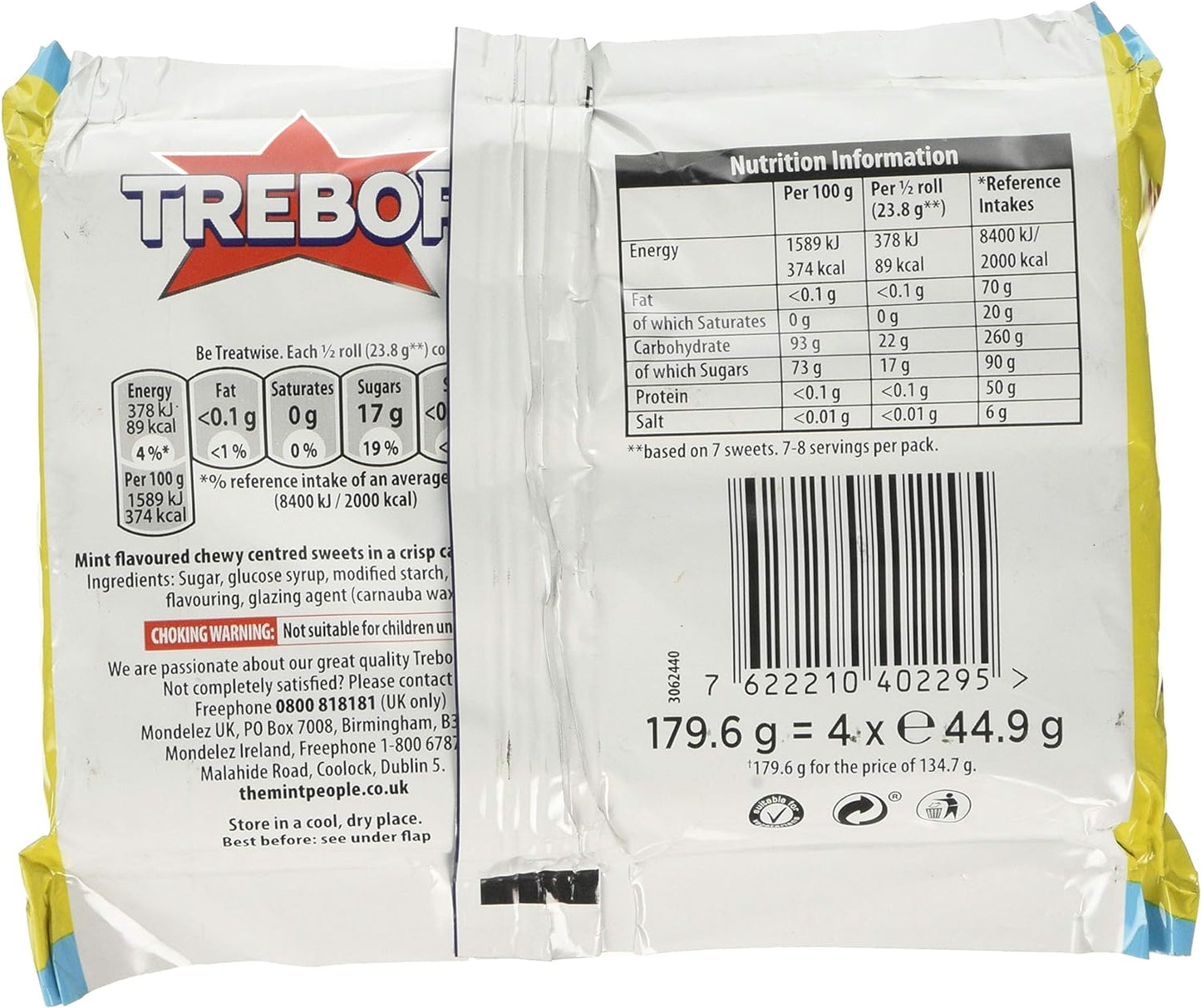 Trebor Softmint Spearmint 4 Roll Multipack, 179 g
