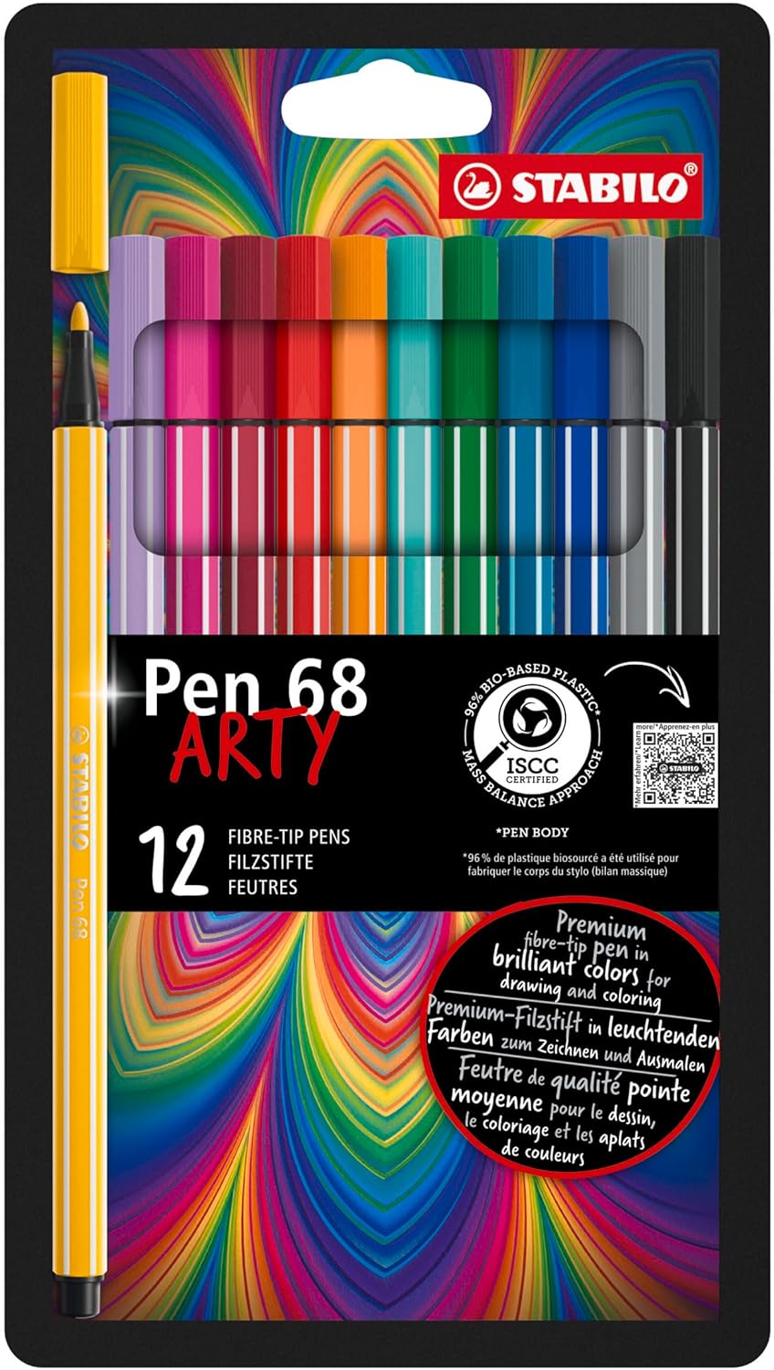 STABILO Pen 68 Premium Fibre-Tip Pen ARTY 12PK