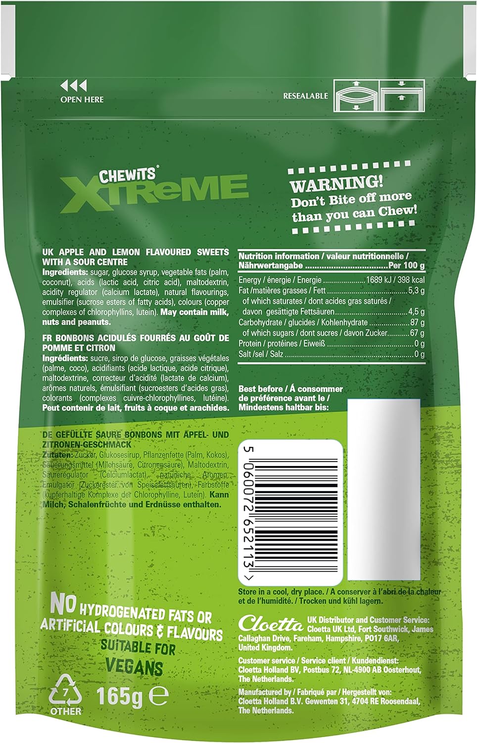 Chewits Extra Sour Bites Apple Flavour 115g