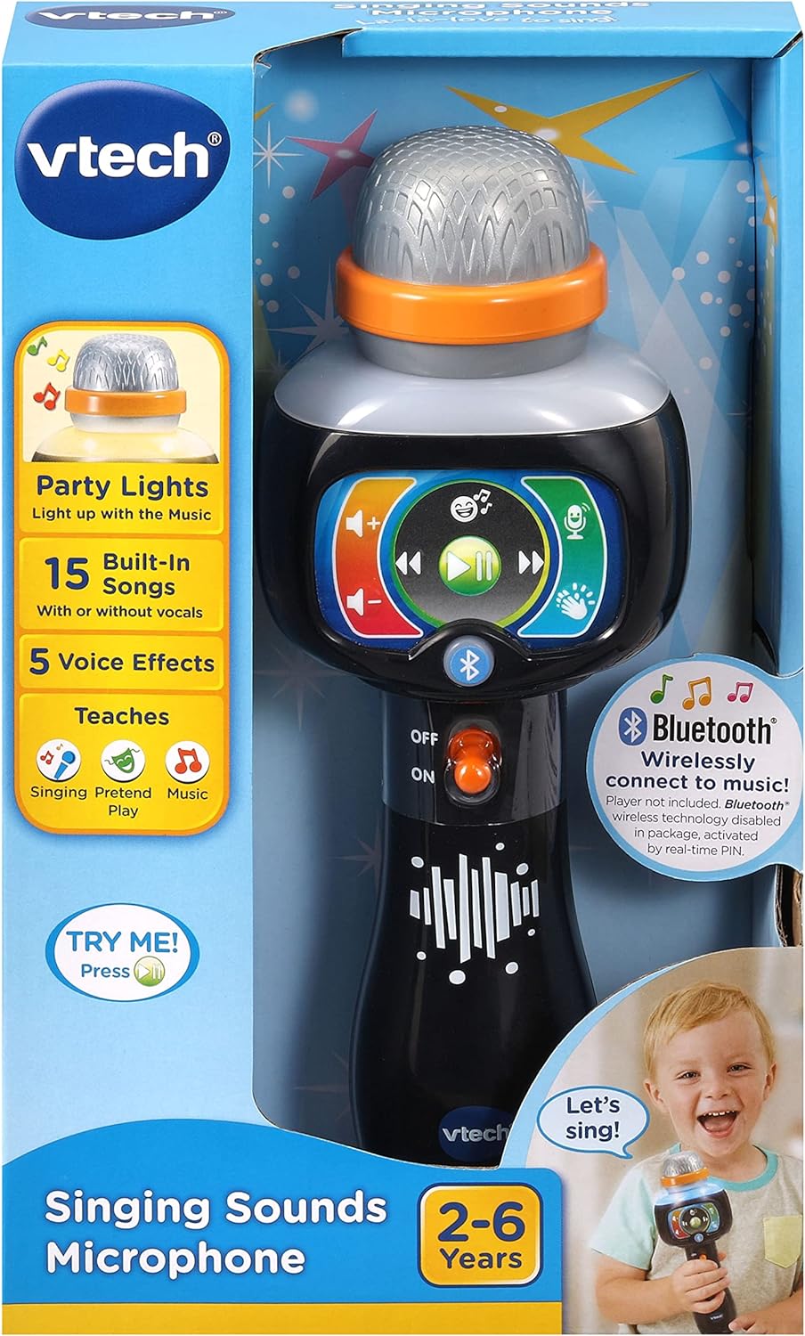 Vtech Singing Sounds Microphone, Musical Toddler Toy with Sound Effects & Music, for Boys & Girls aged 2, 3, 4 + years, English Version