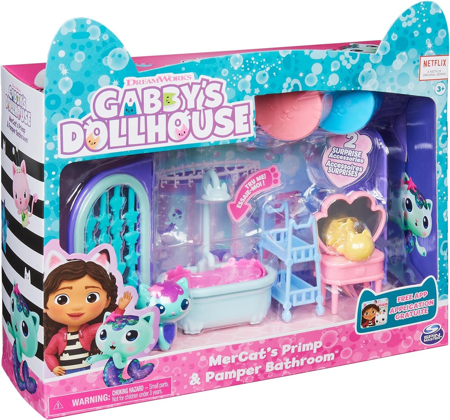 Gabby’s Dollhouse, Primp and Pamper Bathroom with MerCat