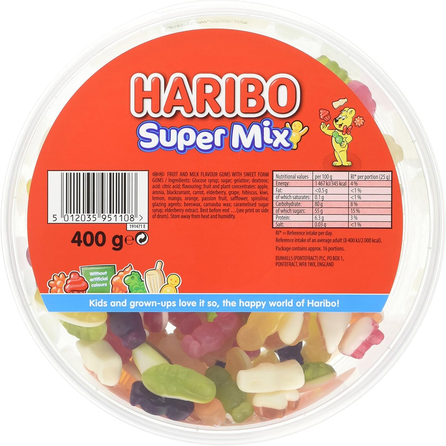Haribo Super Mix Part Size 400g Share Tub | Without Artificial Colours