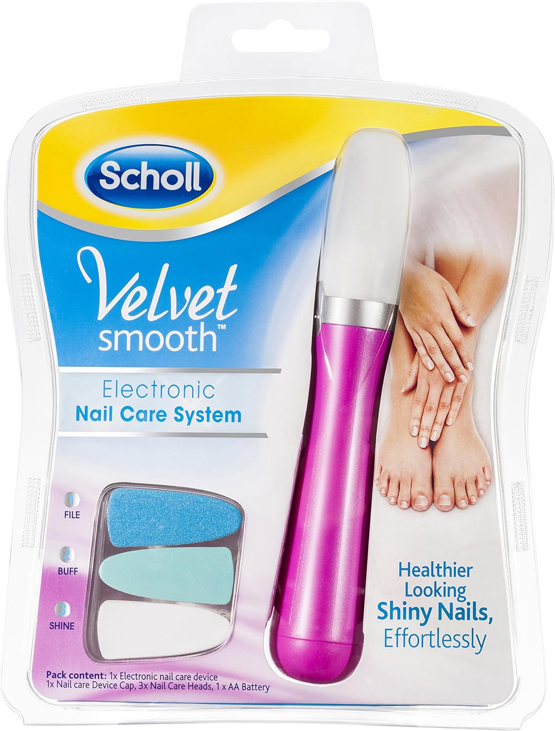 Scholl Velvet Smooth Electronic Nail Care System - Pink