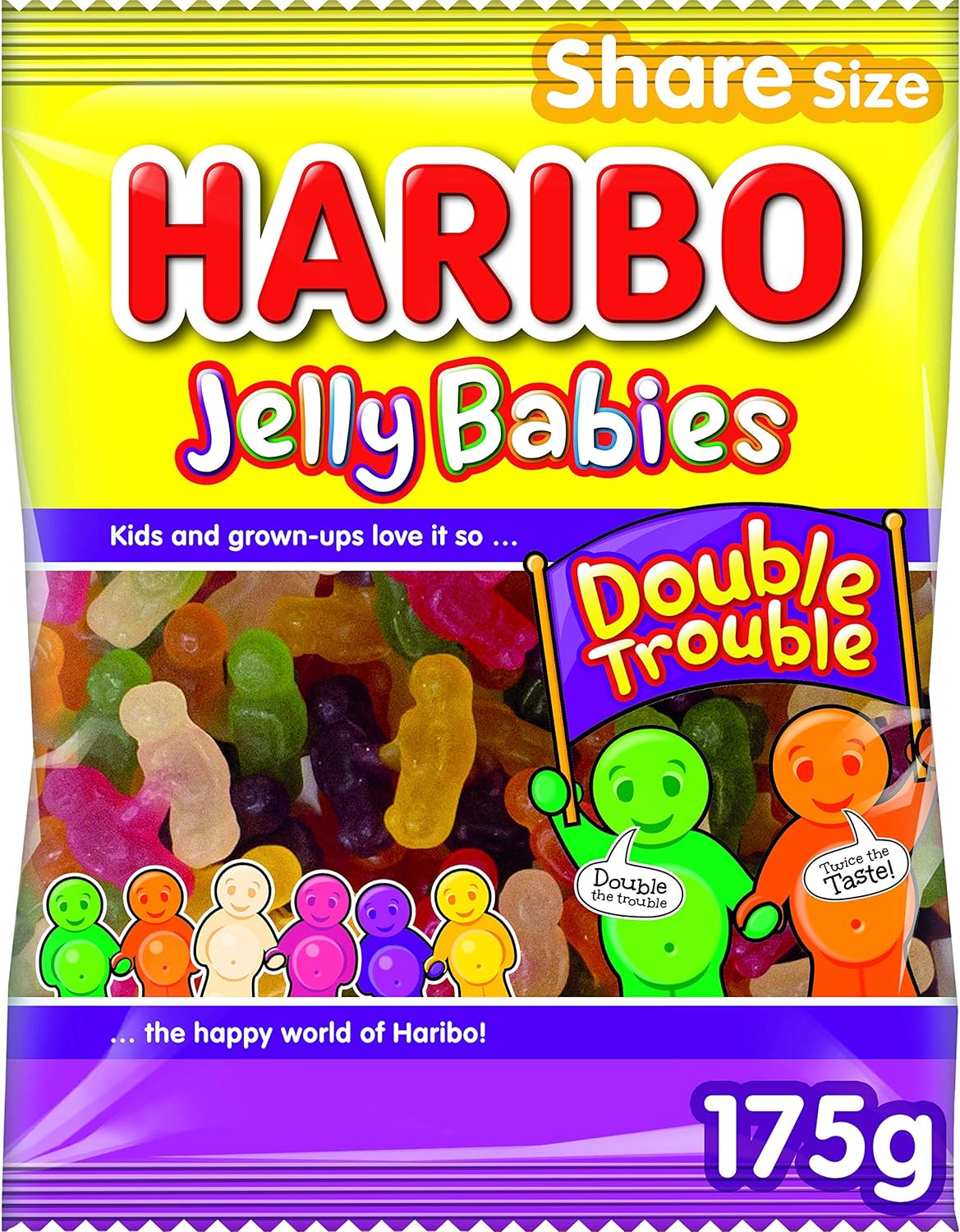 Haribo Jelly Babies Double Trouble Sweets Bag, 175g