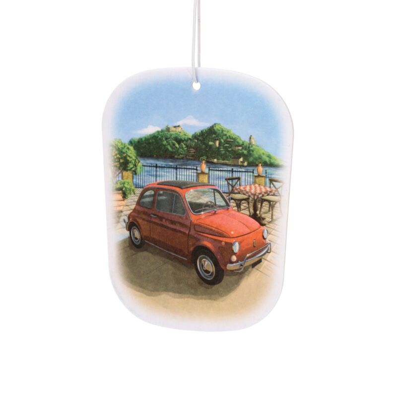 Fiat 500 Mountain Scene Lemon Scented Car Air Freshener