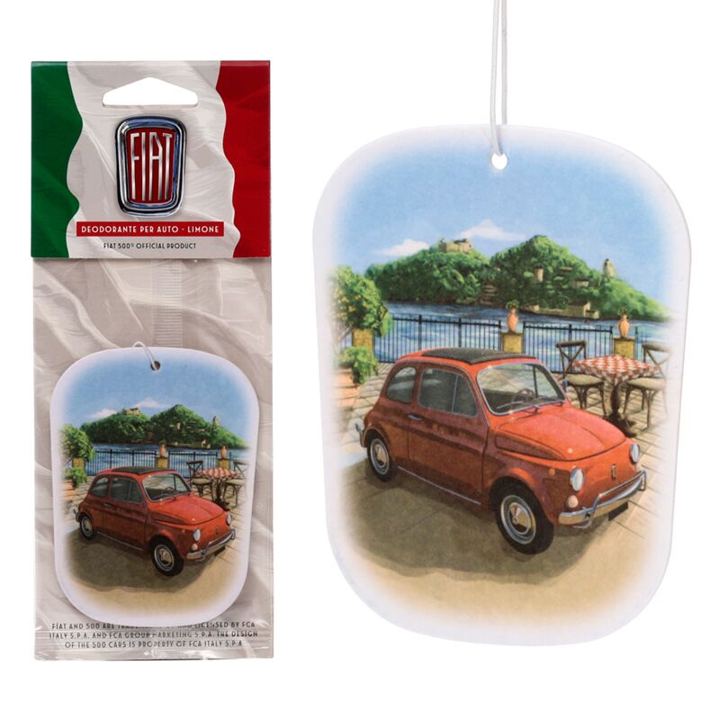 Fiat 500 Mountain Scene Lemon Scented Car Air Freshener