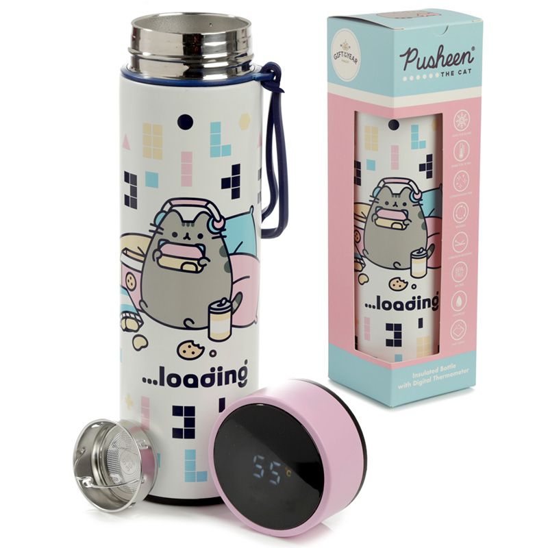 Pusheen Cat Gaming Hot & Cold Digital Thermometer Bottle