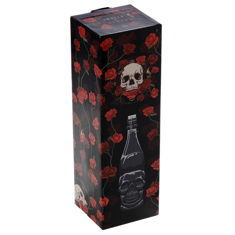 Skulls & Roses 1L Clear Glass Skull Shaped Water Bottle
