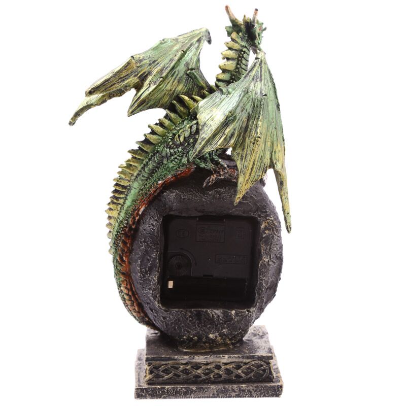 Dragon on Geode Crystal Gothic Mantle Clock