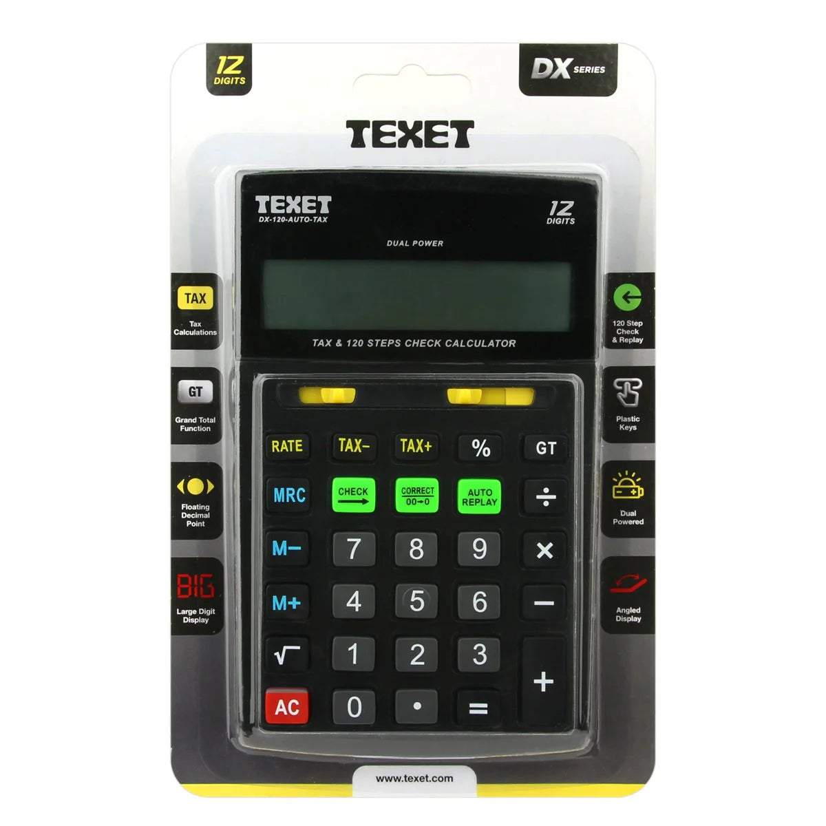 TEXET Desktop 12 Digit Dual Powered Calculator Grey