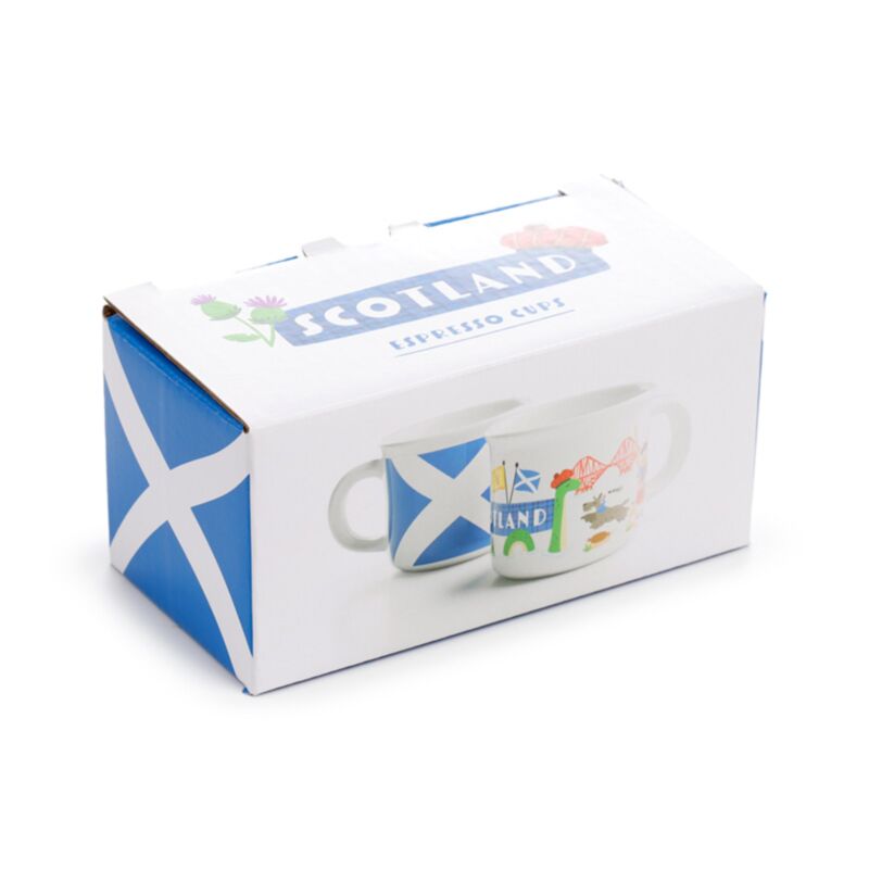 Scotland Souvenir Set of 2 Porcelain Espresso Cups 75ml